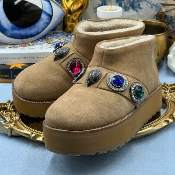 🆕 KURT GEIGER LONDON 🧿 NWOB Octavia Teddy Bootie, Sz EU37 US 7 - Picture 7 of 14